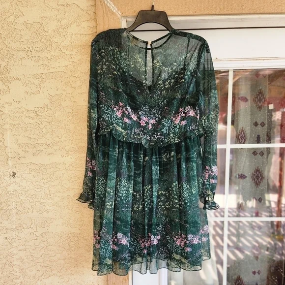 Ted Baker Sorella diamond print long‎ sleeve babydoll dress